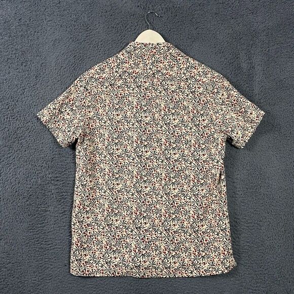 Wallace & Barnes Shirt Mens Small Beige Floral All Over Print Camp Loop Collar - Picture 8 of 12